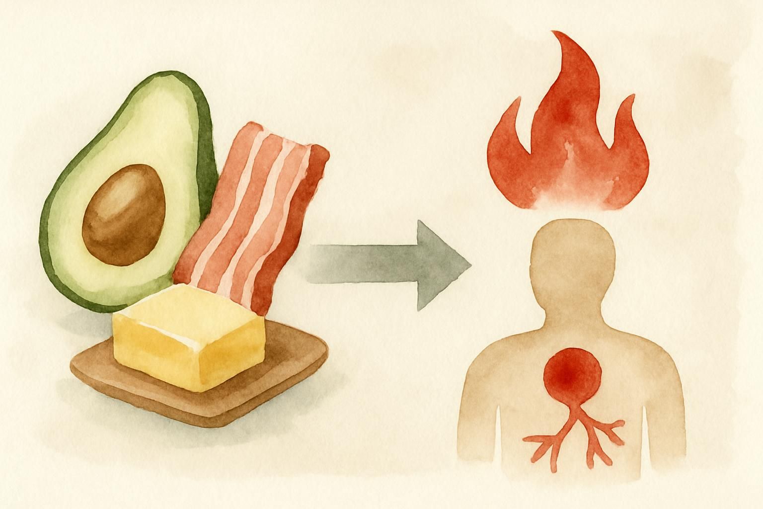 Ilustracja artykułu o wpływie diety ketogenicznej na zapalenie — BHB, inflammasom NLRP3, markery zapalne